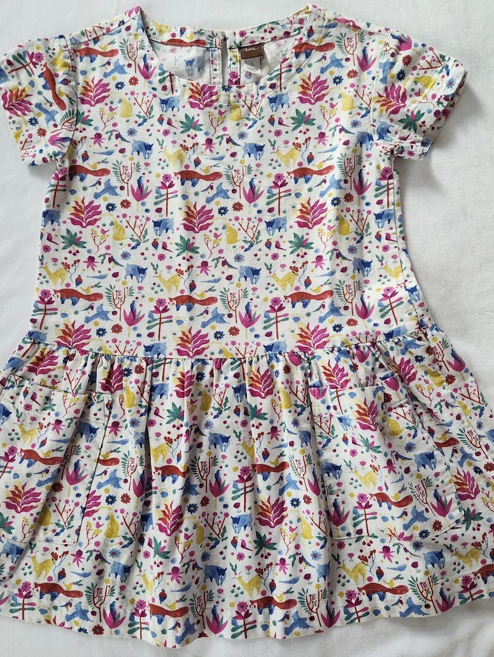 Tea Collection Floral & Woodland Animal Print Short-Sleeve Dress